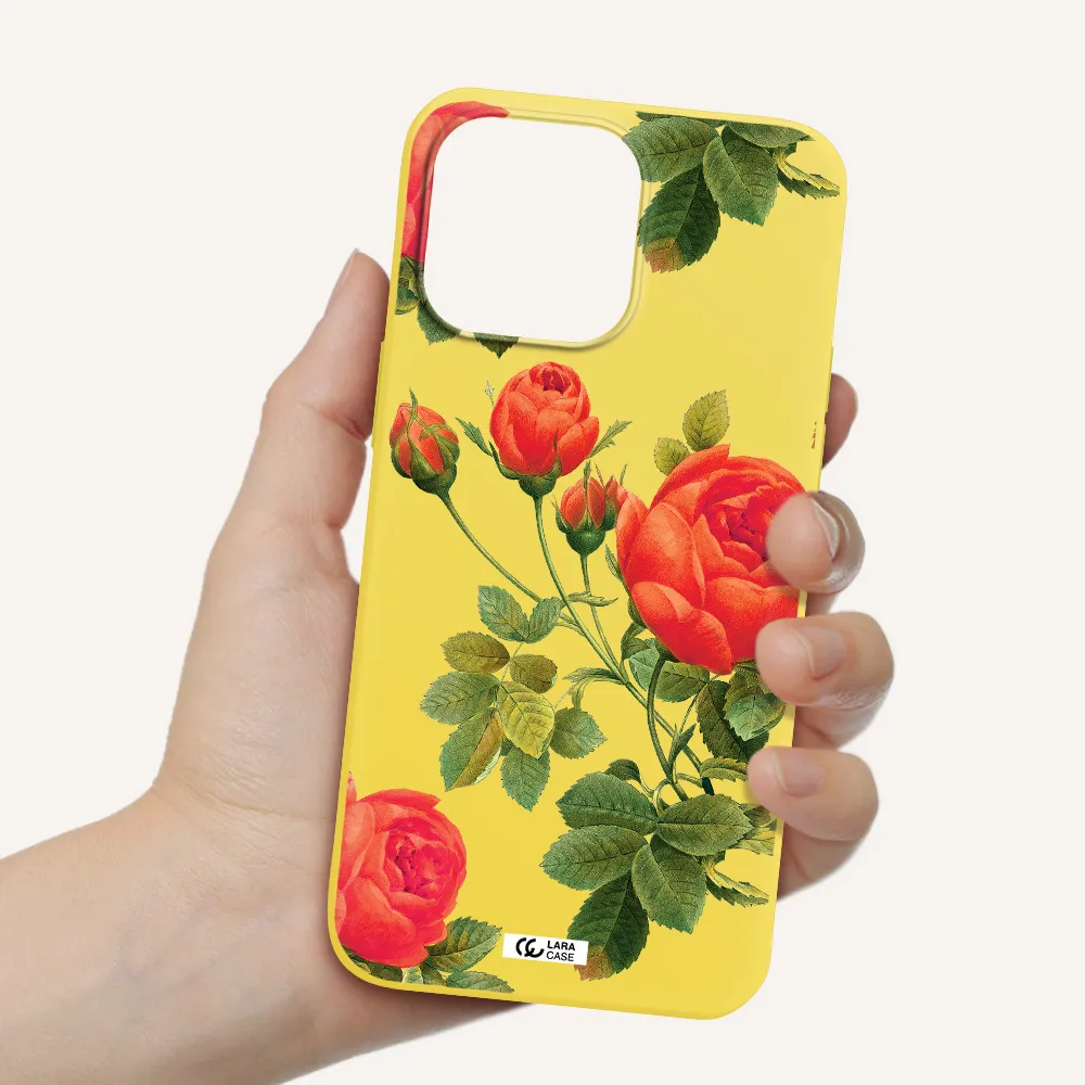 a close-up of a flower Apple iPhone 14 pro Silicone canary yellow Case