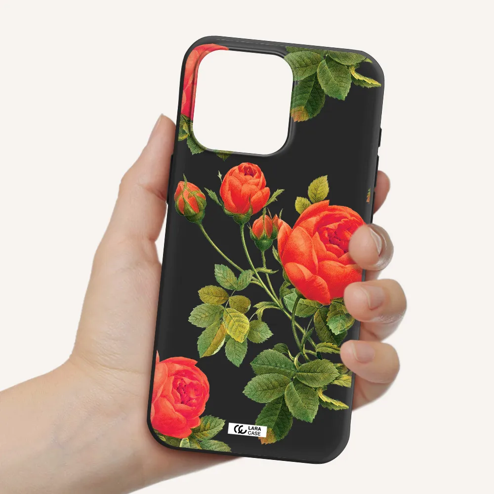 a close-up of a flower Apple Iphone 15 Pro max Silicone black Case