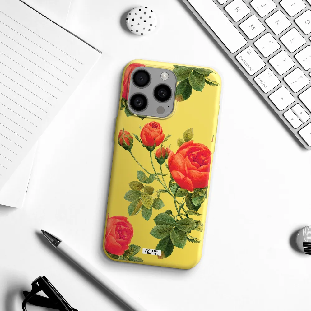 a close-up of a flower Apple Iphone 15 Pro max Silicone canary yellow Case