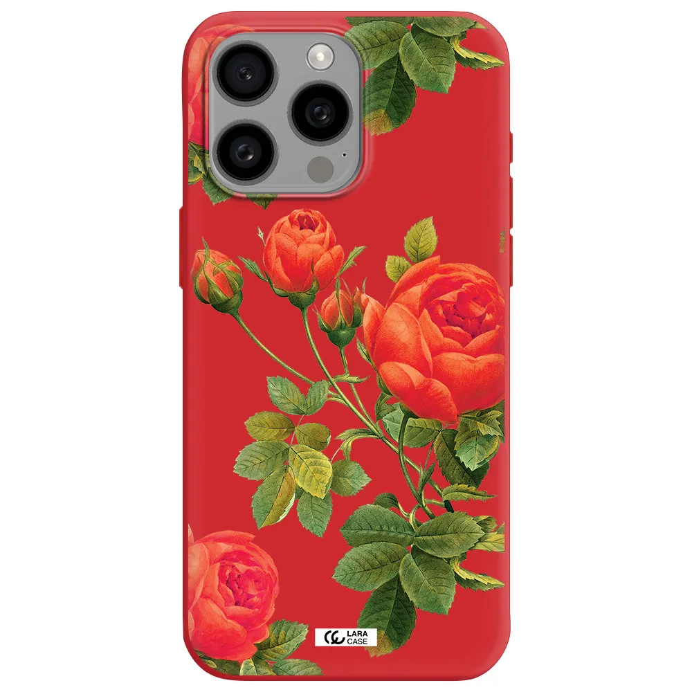 A Close-Up Of A Flower Apple Iphone 15 Pro Max Silicone Imperial Red Case