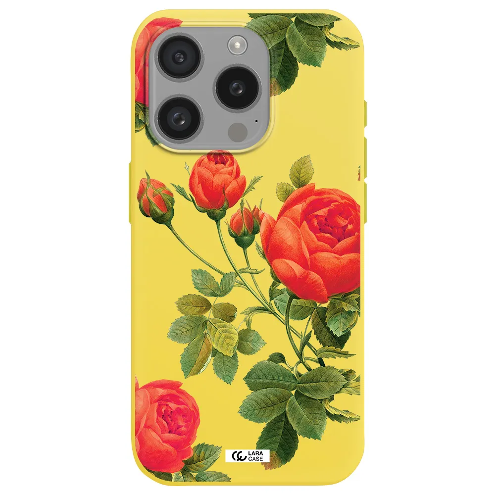A Close-Up Of A Flower Apple Iphone 15 Pro Silicone Canary Yellow Case