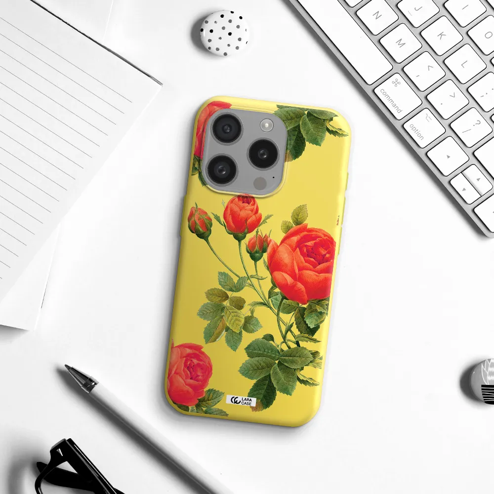 A Close-Up Of A Flower Apple Iphone 15 Pro Silicone Canary Yellow Case