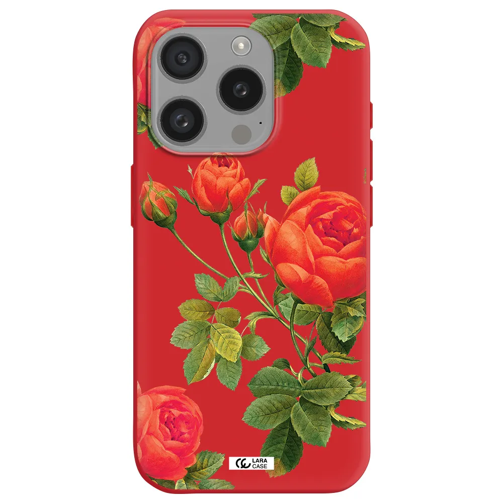 A Close-Up Of A Flower Apple Iphone 15 Pro Silicone Imperial Red Case