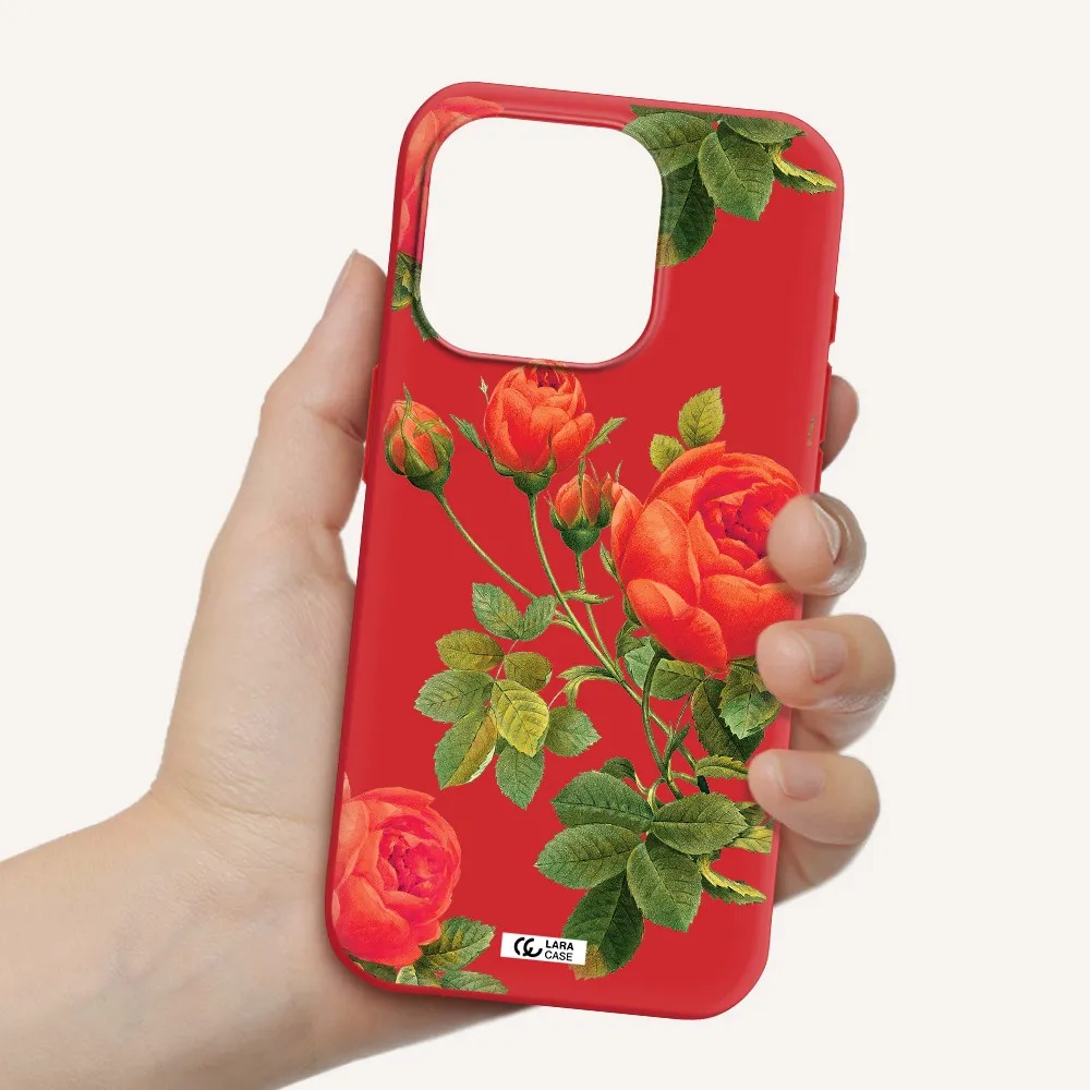 A Close-Up Of A Flower Apple Iphone 15 Pro Silicone Imperial Red Case