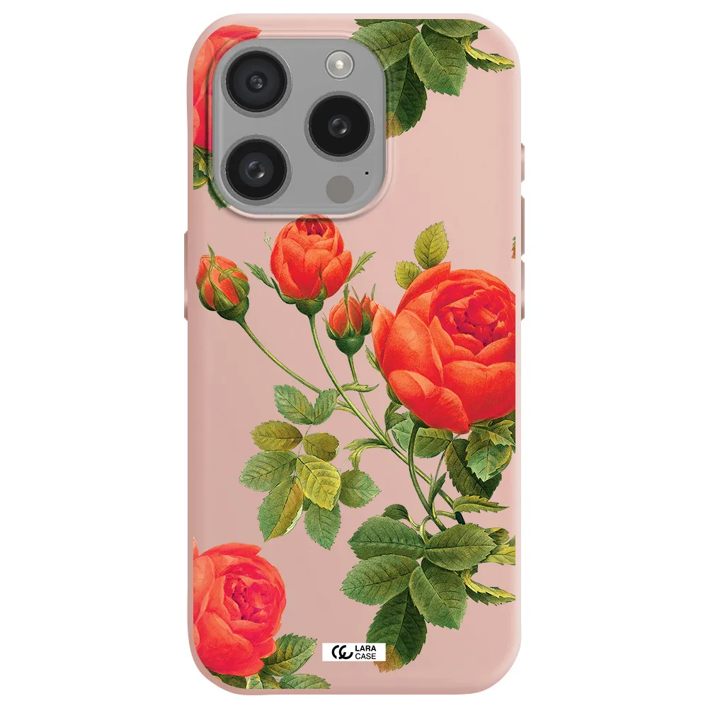 A Close-Up Of A Flower Apple Iphone 15 Pro Silicone Pastel Pink Case