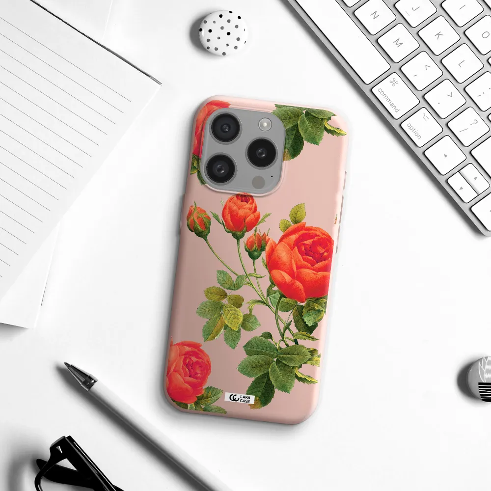 A Close-Up Of A Flower Apple Iphone 15 Pro Silicone Pastel Pink Case