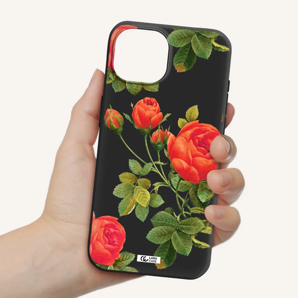 a close-up of a flower Apple iPhone 15 Silicone black Case
