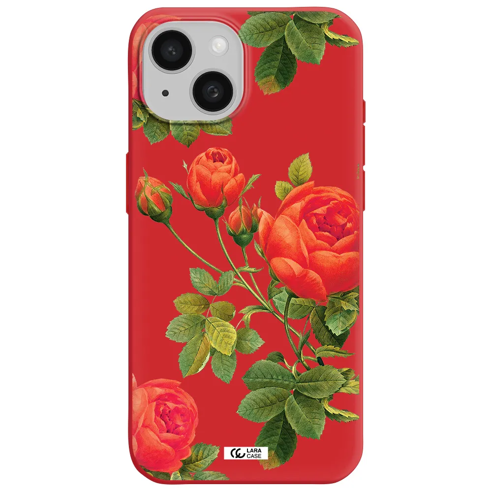 A Close-Up Of A Flower Apple Iphone 15 Silicone Imperial Red Case