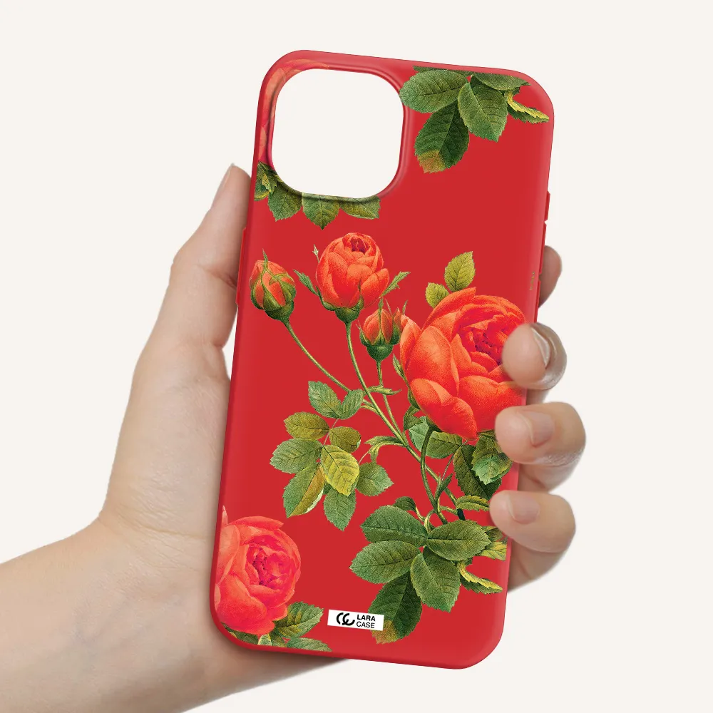A Close-Up Of A Flower Apple Iphone 15 Silicone Imperial Red Case