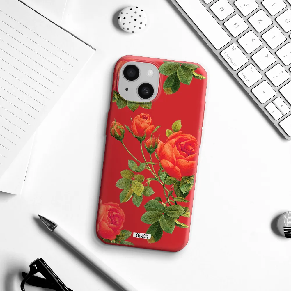 A Close-Up Of A Flower Apple Iphone 15 Silicone Imperial Red Case