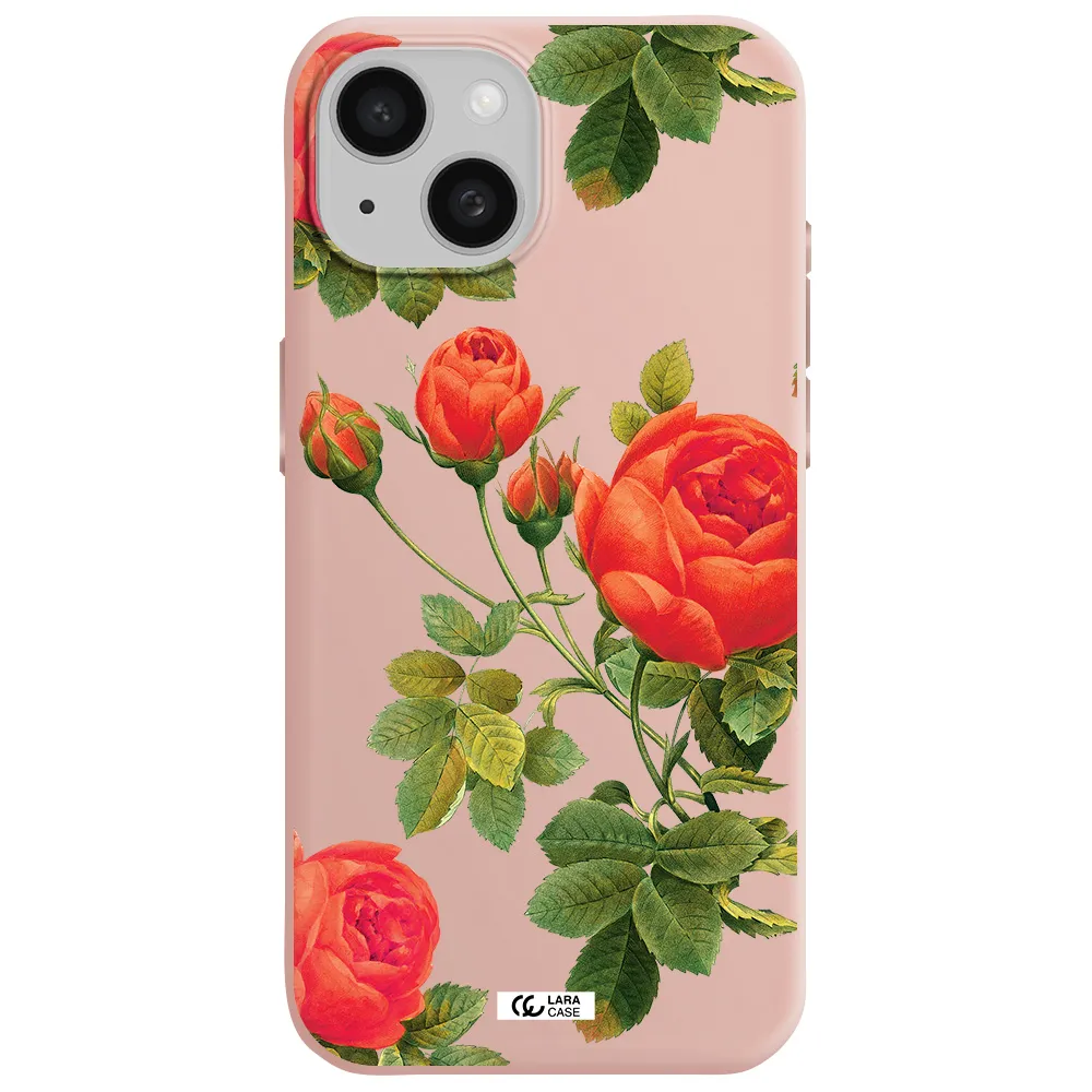 A Close-Up Of A Flower Apple Iphone 15 Silicone Pastel Pink Case