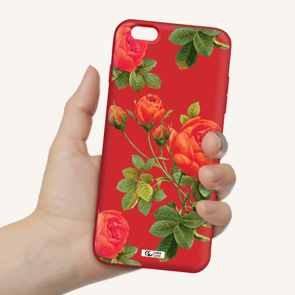 a close-up of a flower Apple iPhone 6S Silicone Imperial Red Case