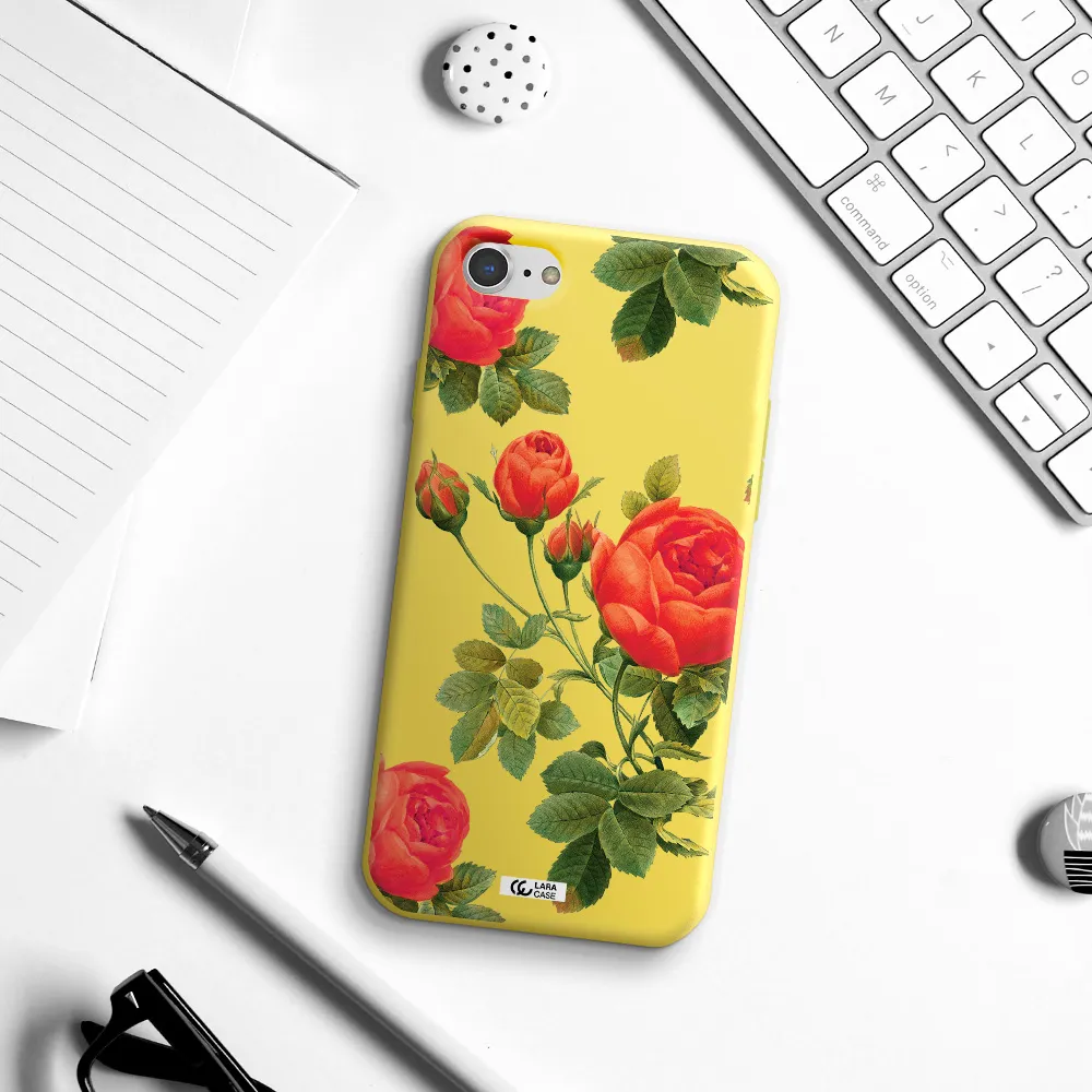 a close-up of a flower Apple iPhone 7 Silicone canary yellow Case