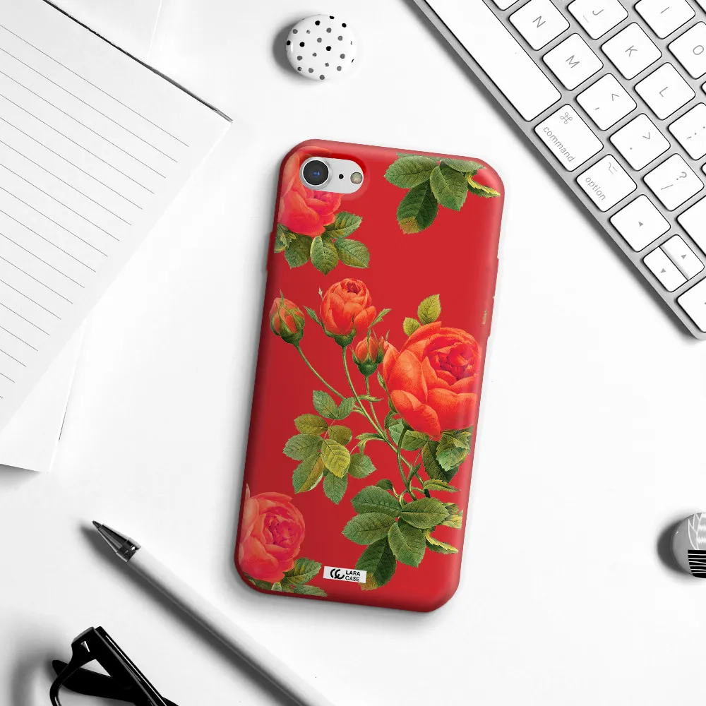 a close-up of a flower Apple iPhone 8 Silicone Imperial Red Case
