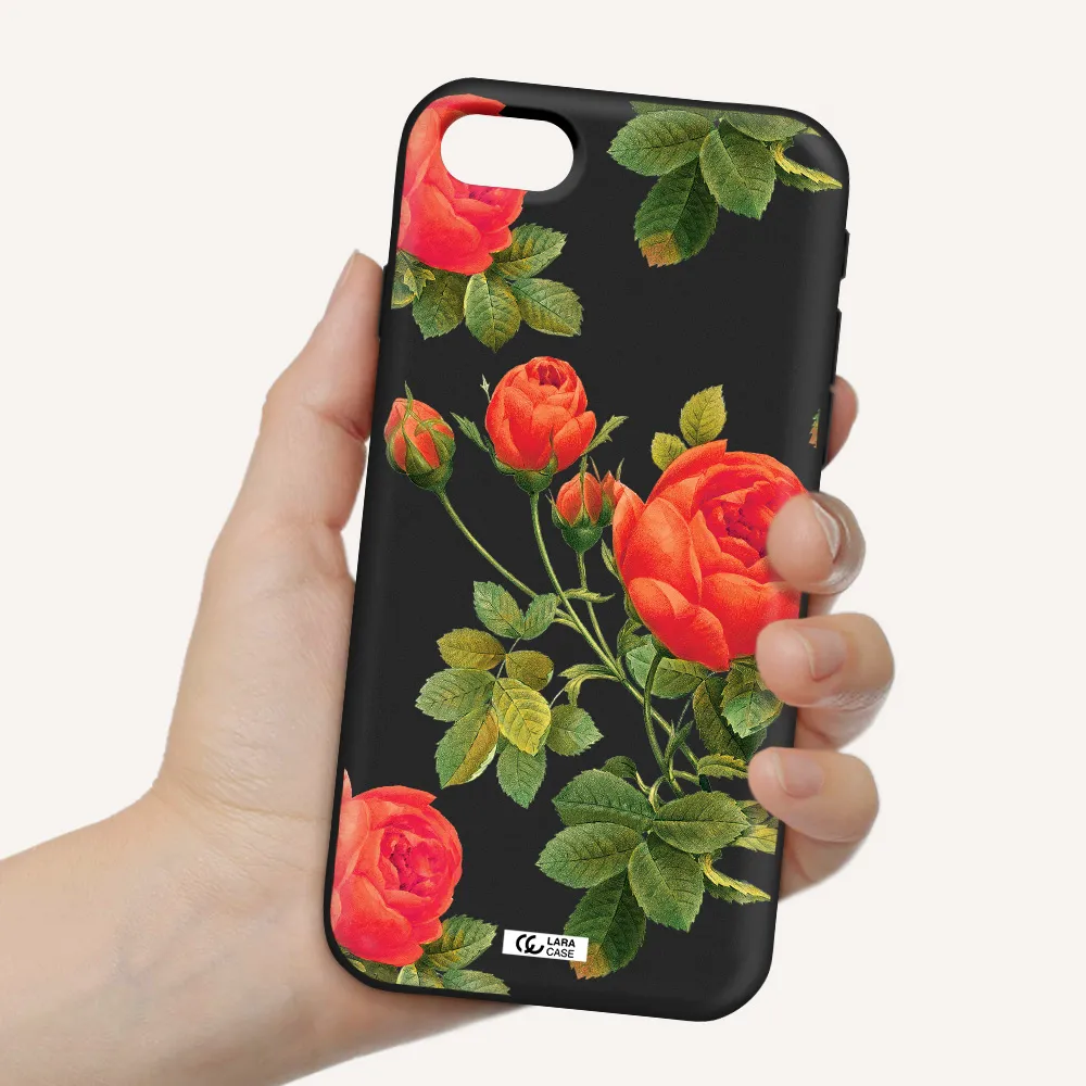 a close-up of a flower Apple iPhone se 2020 Silicone black Case