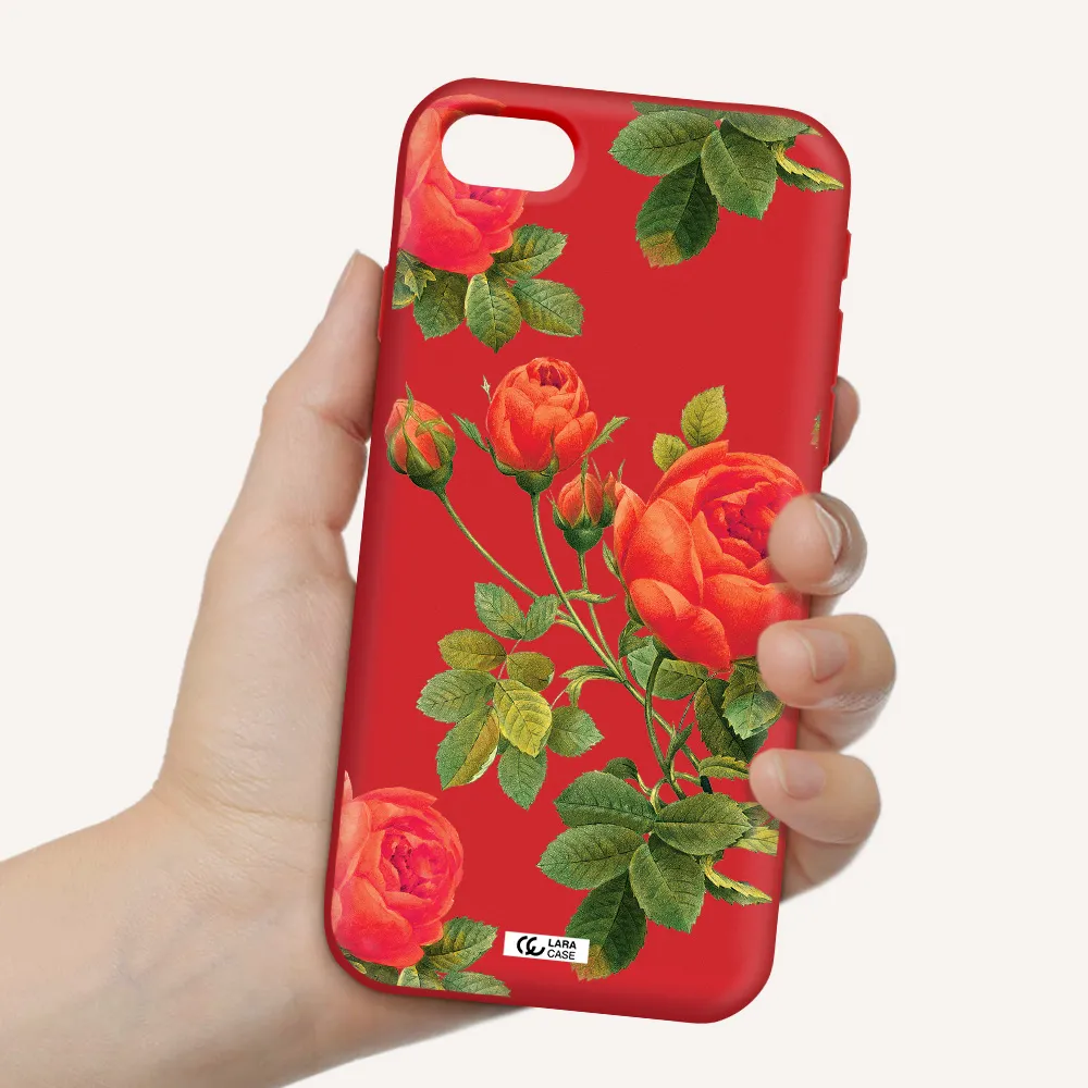 a close-up of a flower Apple iPhone se 2020 Silicone Imperial Red Case