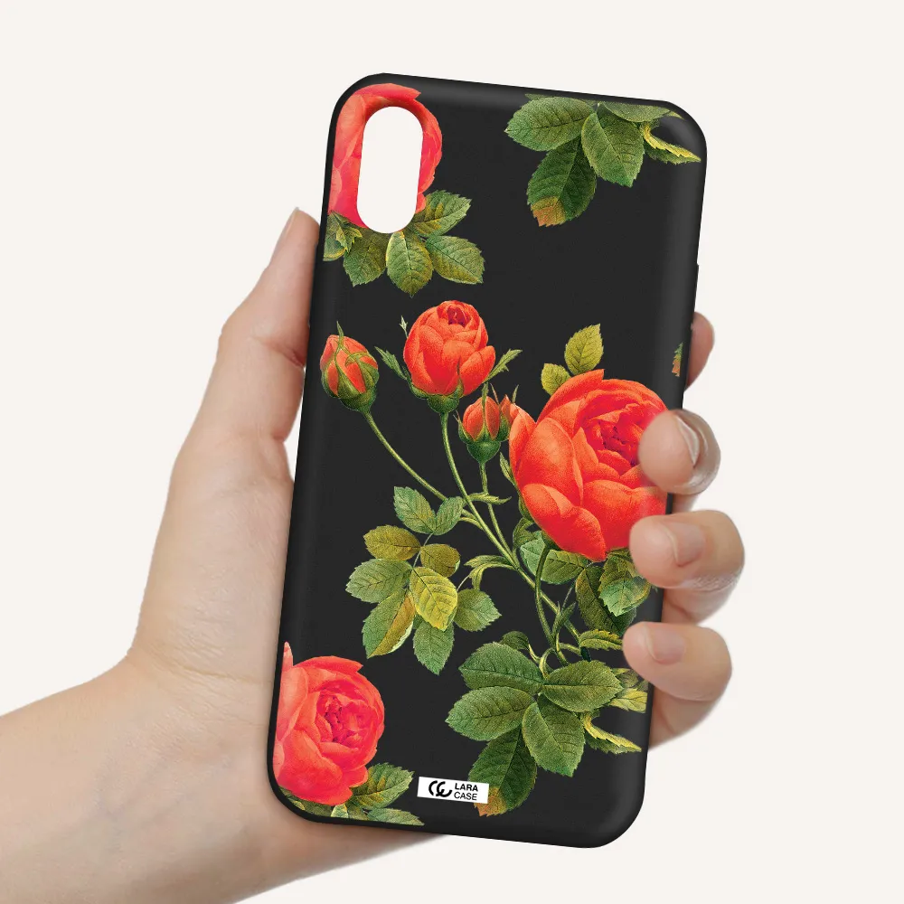 a close-up of a flower Apple iPhone X Silicone black Case