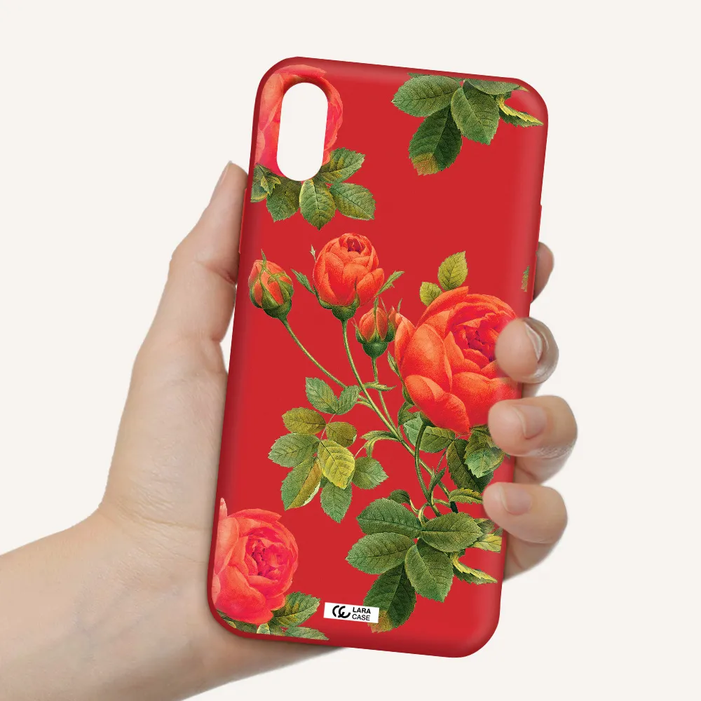 a close-up of a flower Apple iPhone X Silicone Imperial Red Case