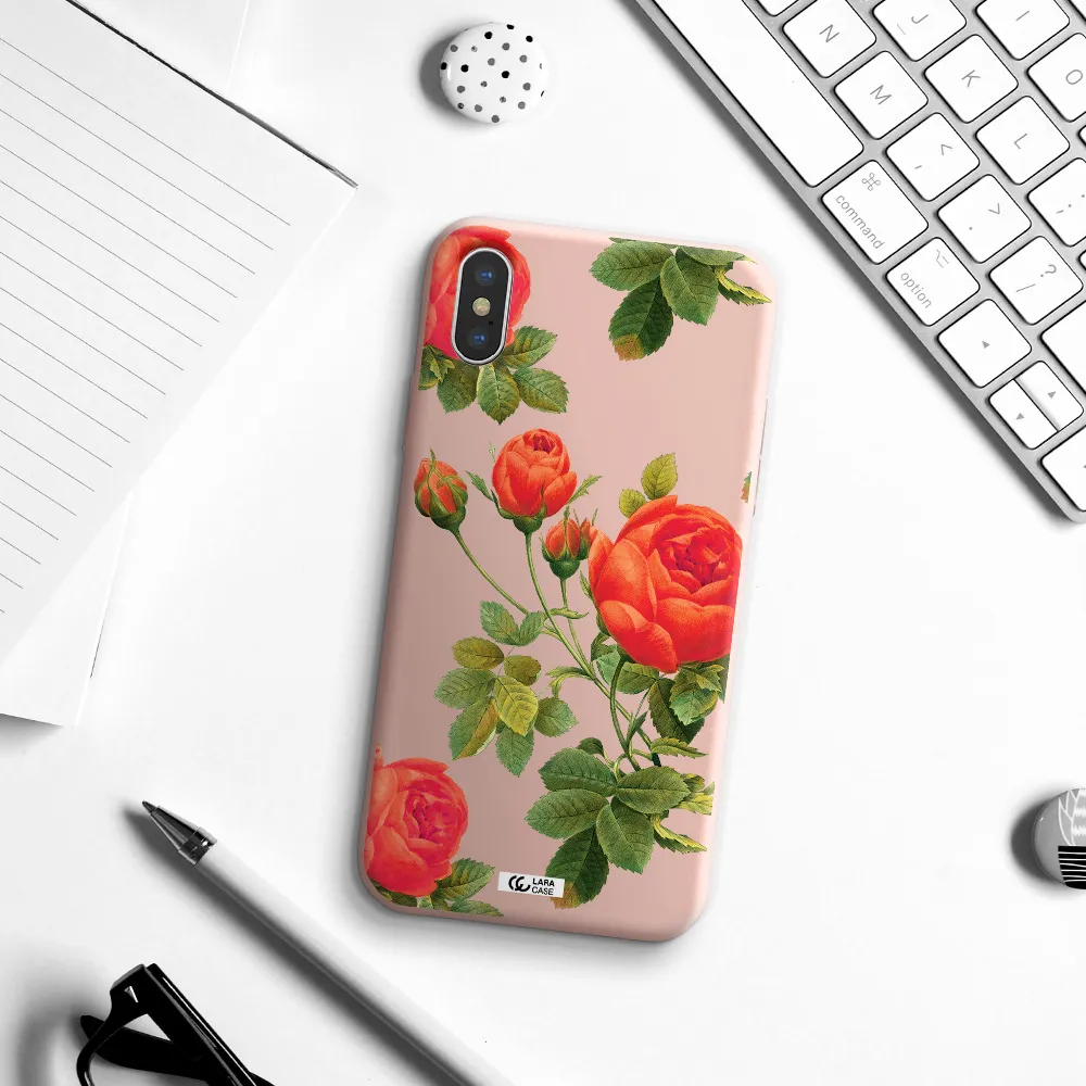 a close-up of a flower Apple iPhone X Silicone pastel pink Case