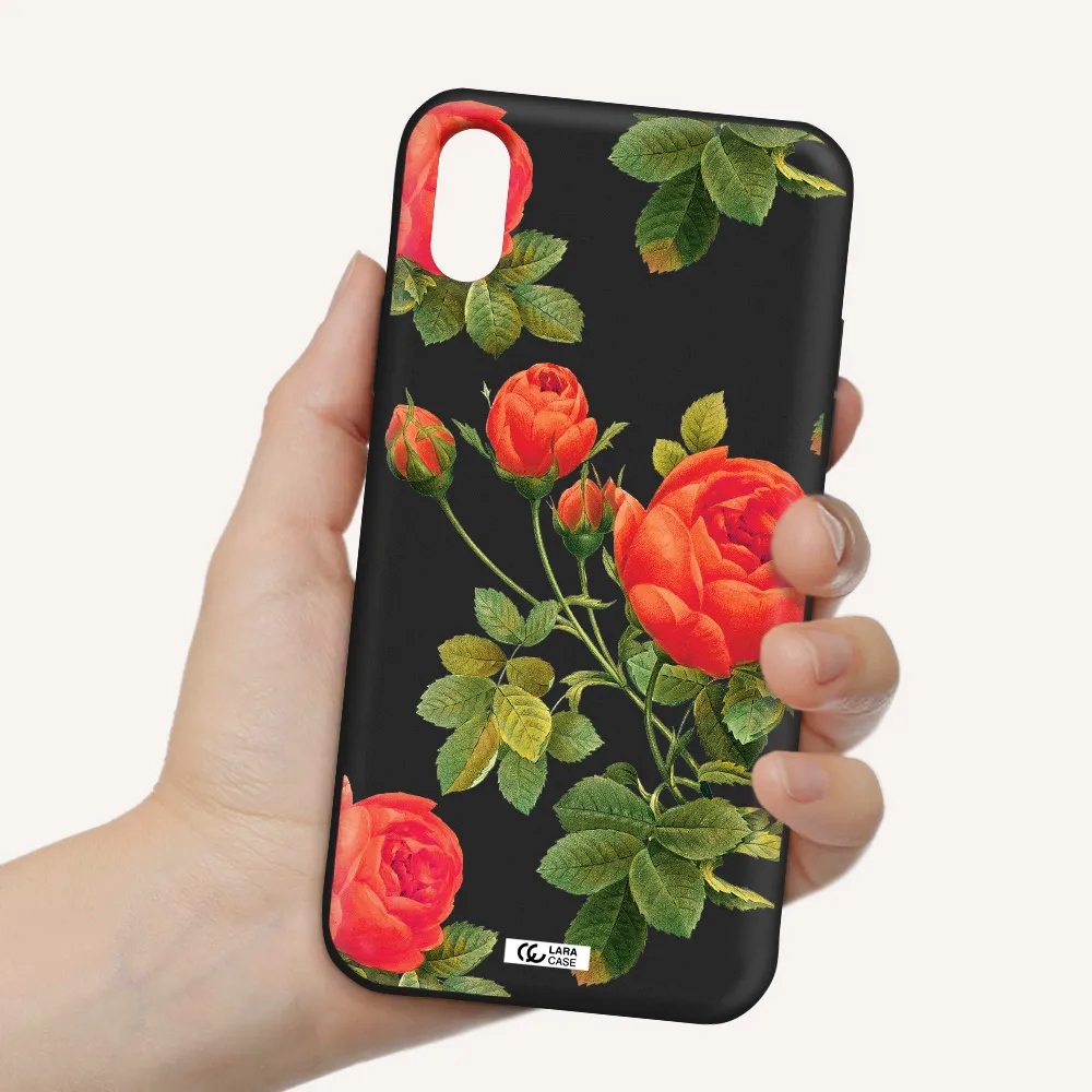 a close-up of a flower Apple iPhone XS Silicone black Case