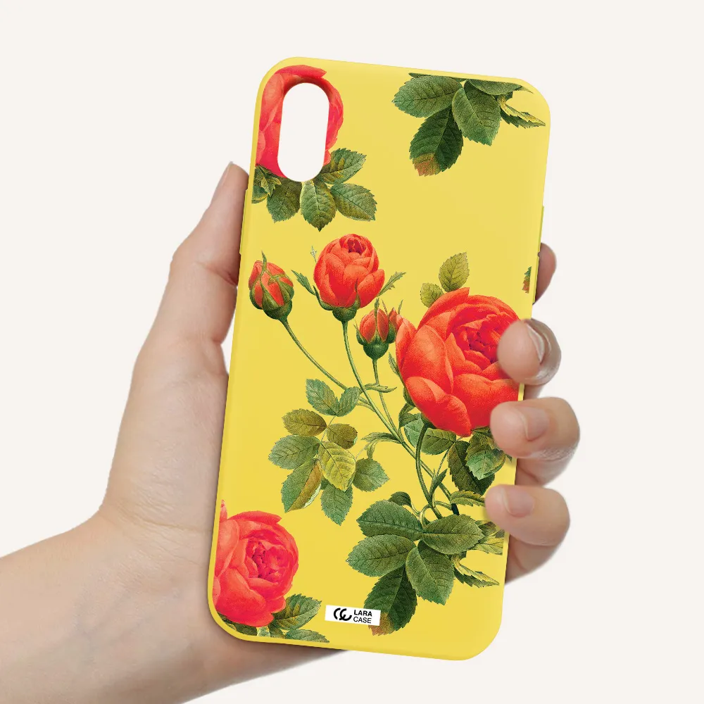 a close-up of a flower Apple iPhone XS Silicone canary yellow Case