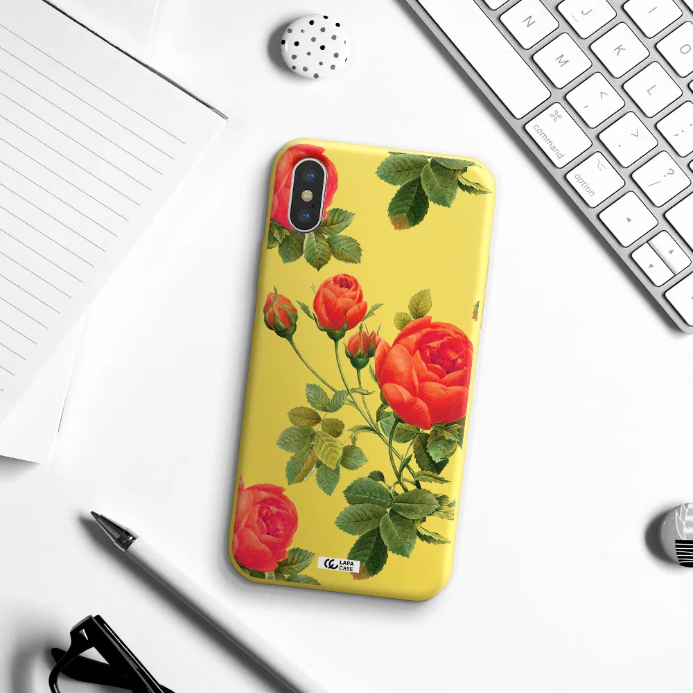 a close-up of a flower Apple iPhone XS Silicone canary yellow Case