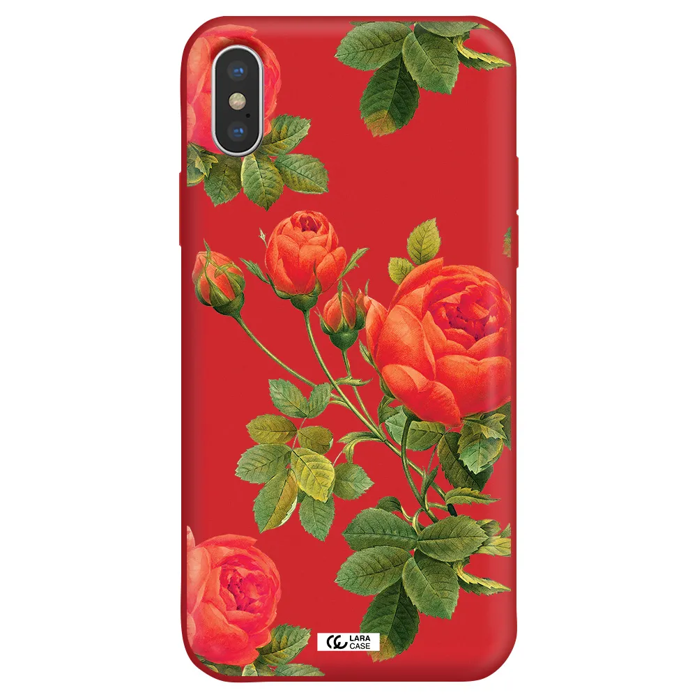 a close-up of a flower Apple iPhone XS Silicone Imperial Red Case