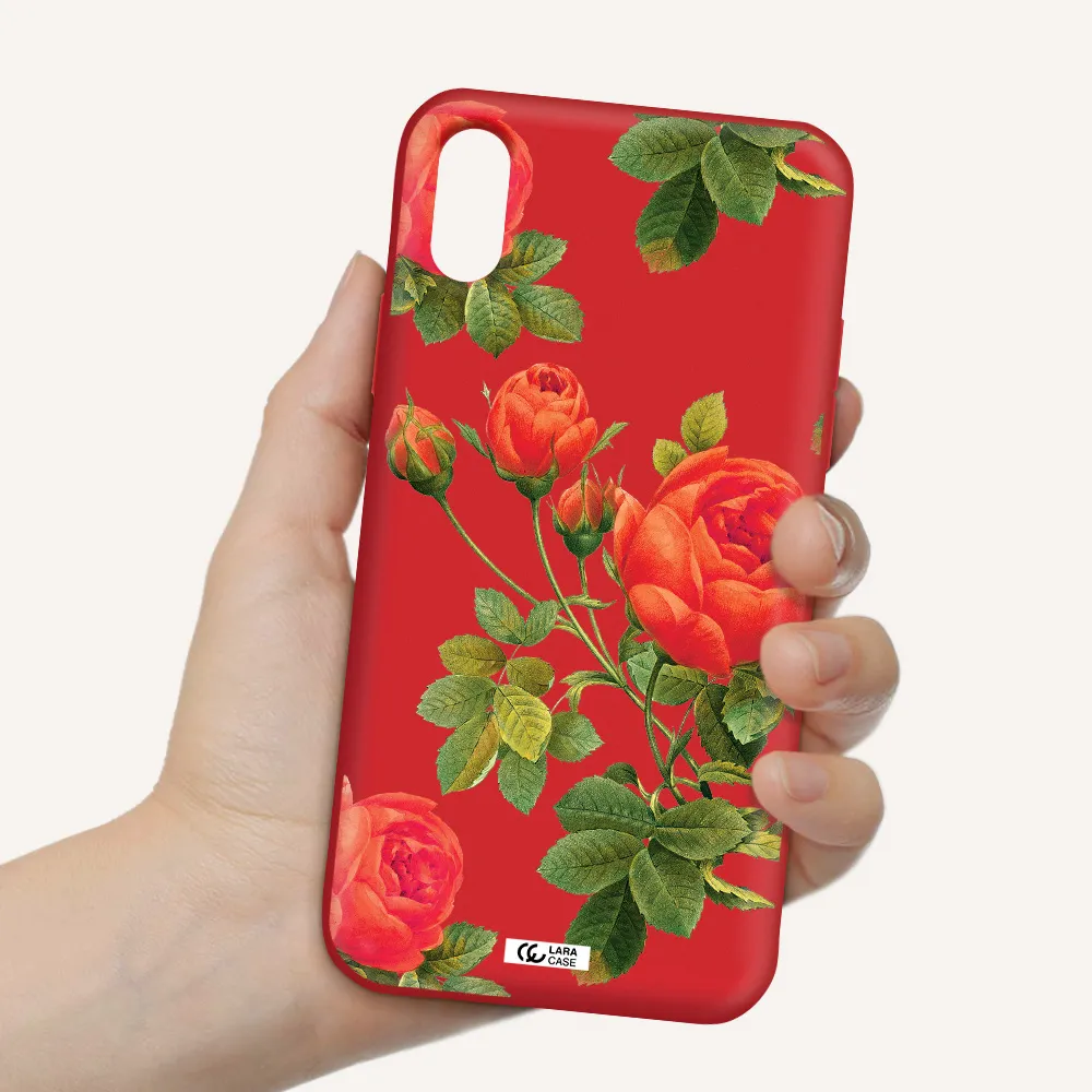 a close-up of a flower Apple iPhone XS Silicone Imperial Red Case
