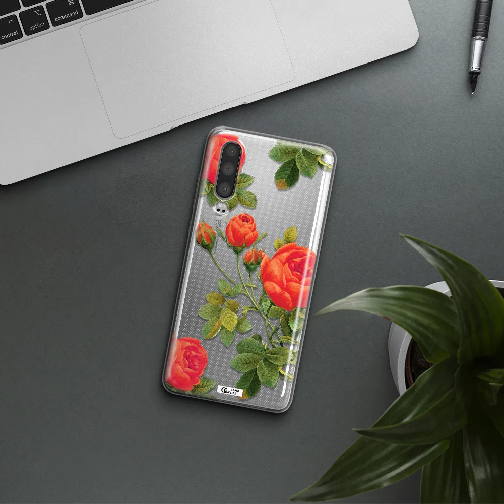 a close-up of a flower Huawei P30 Clear TPU Case