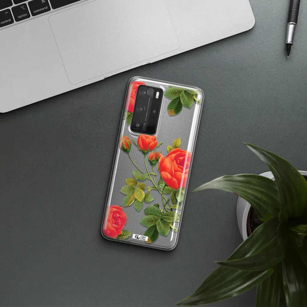 a close-up of a flower Huawei P40 Pro Clear TPU Case