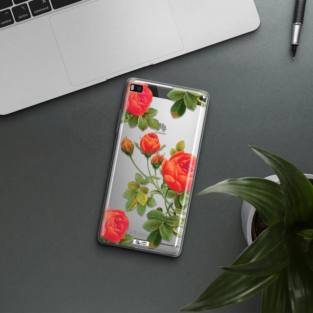 a close-up of a flower Huawei P8 Clear TPU Case