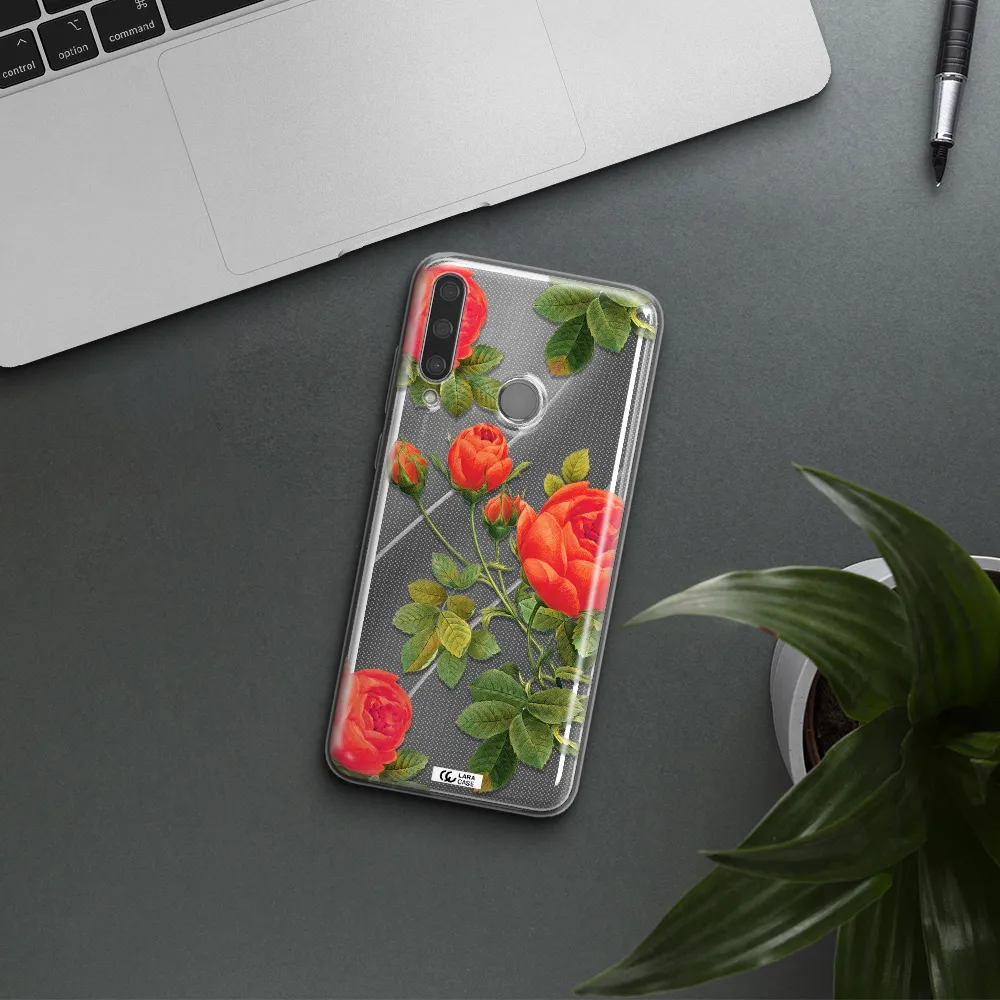 a close-up of a flower Huawei Y6P Clear TPU Case