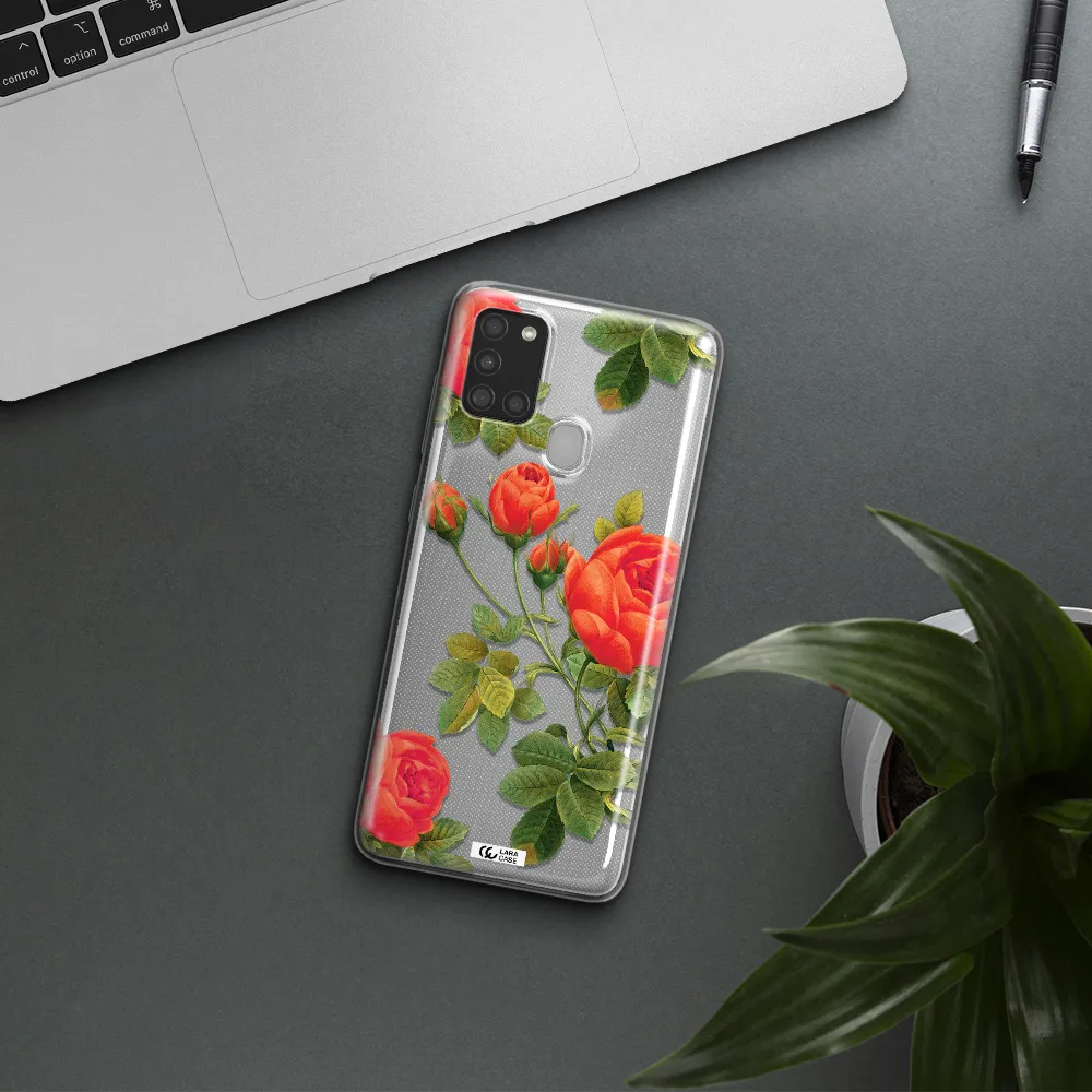a close-up of a flower Samsung A21S Clear TPU Case