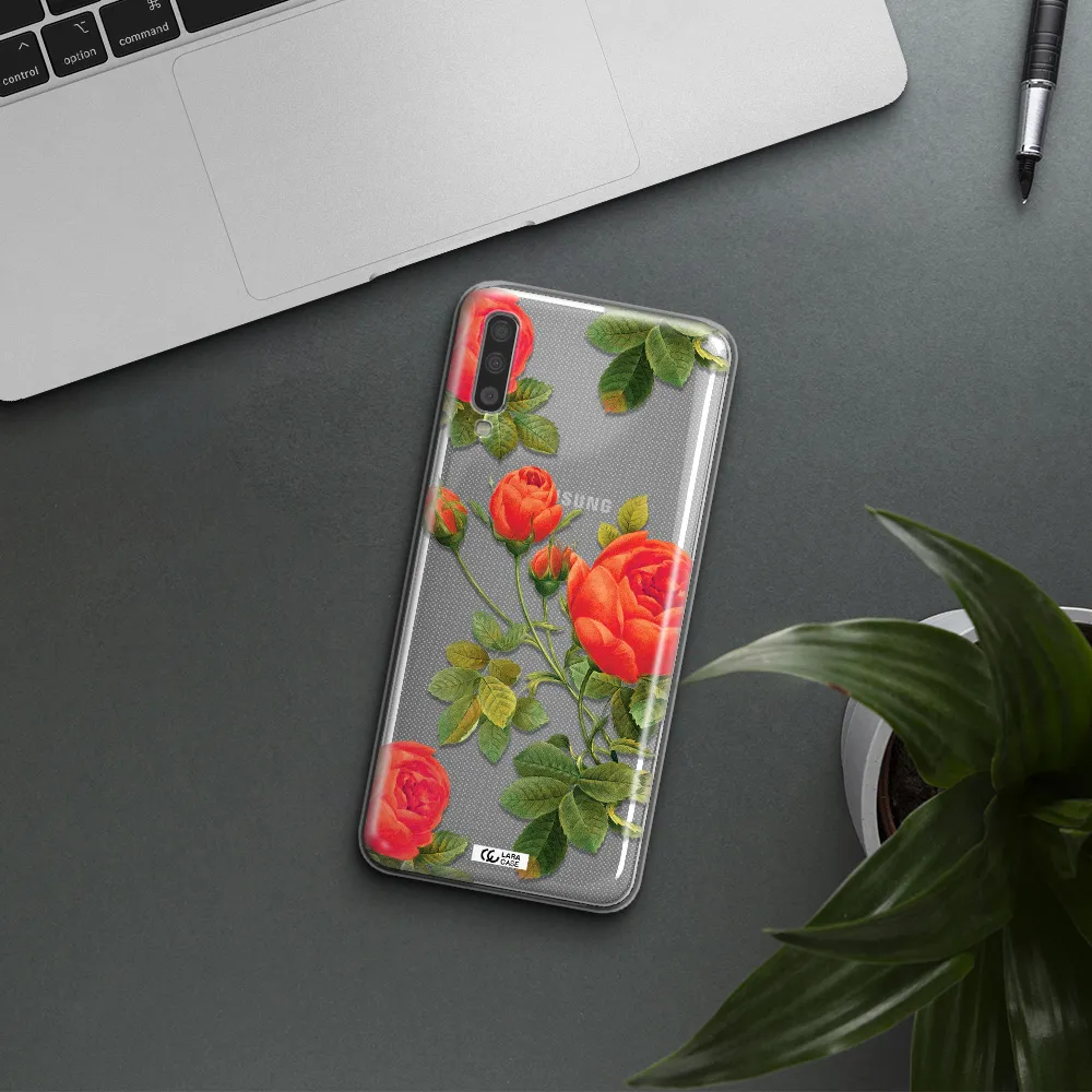 a close-up of a flower Samsung A70 Clear TPU Case