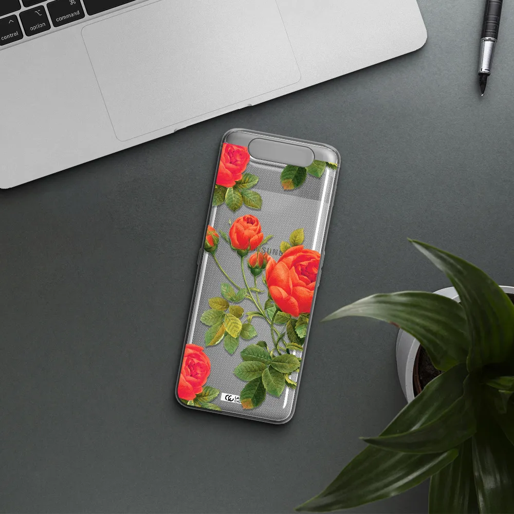 a close-up of a flower Samsung A80 Clear TPU Case