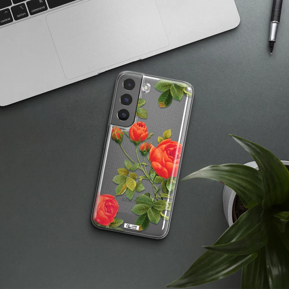 a close-up of a flower Samsung S 22 Plus Clear TPU Case