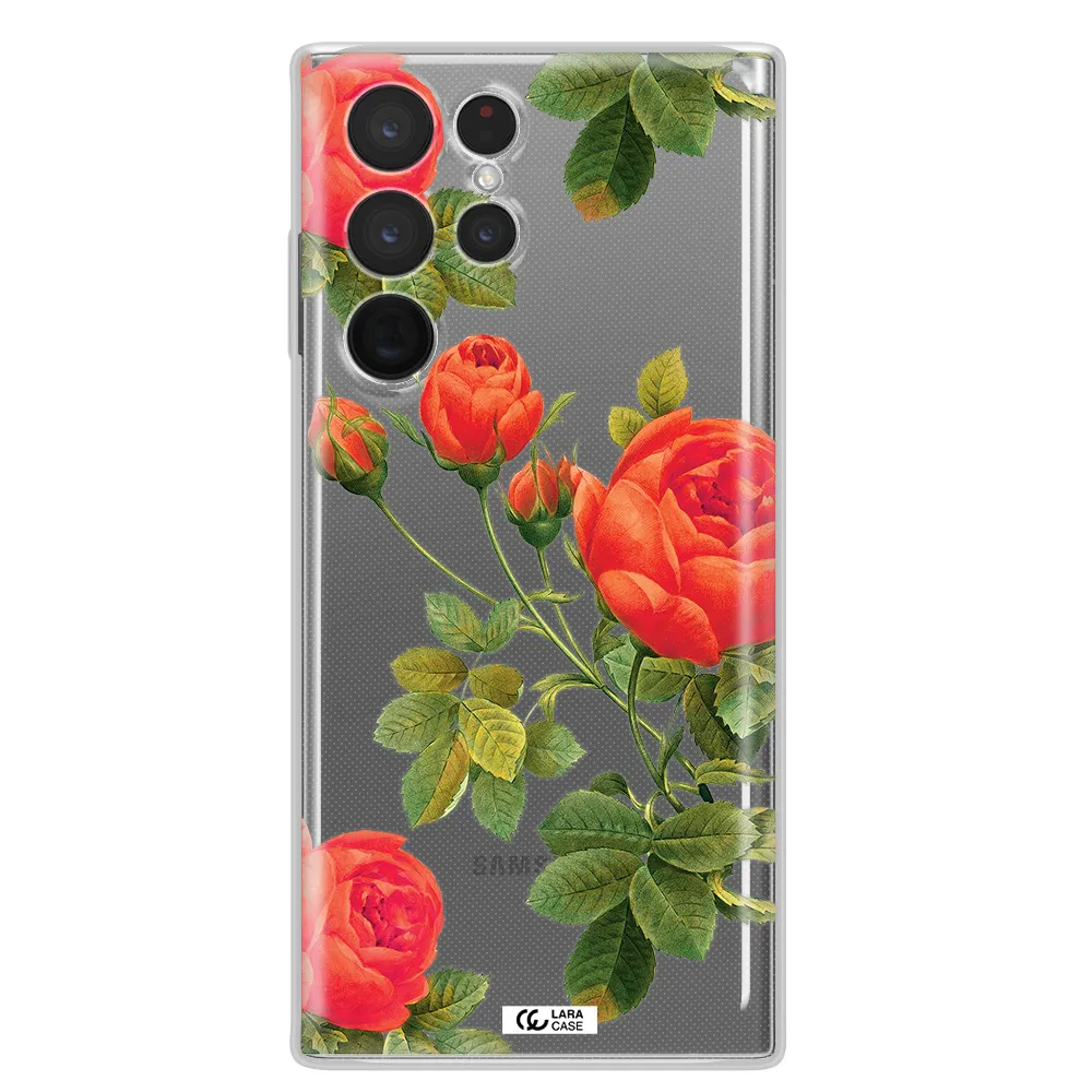 a close-up of a flower Samsung S 22 Ultra Clear TPU Case