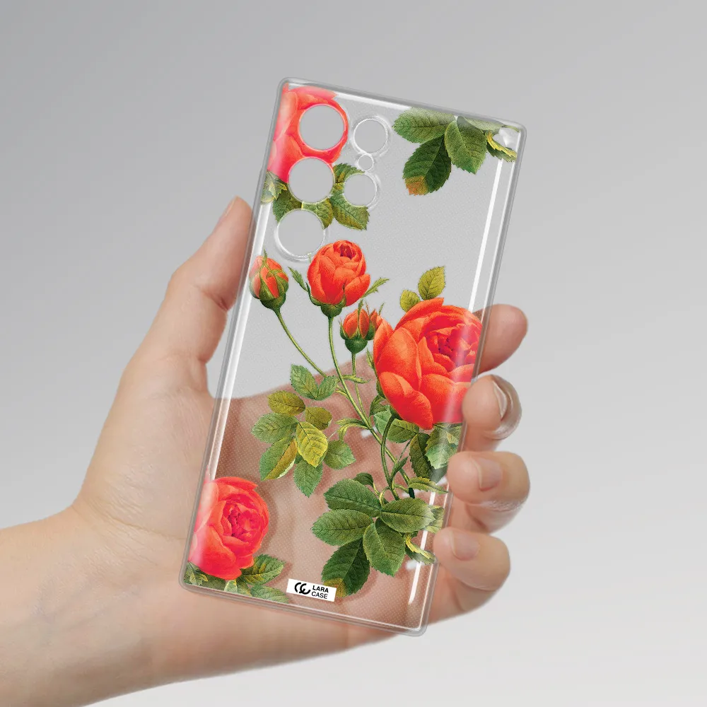 a close-up of a flower Samsung S 22 Ultra Clear TPU Case