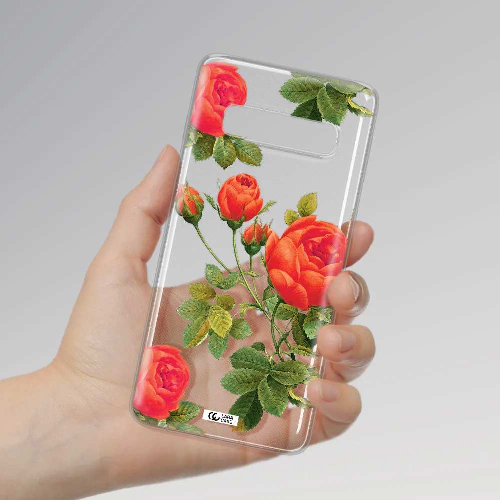 a close-up of a flower Samsung S10 Plus Clear TPU Case