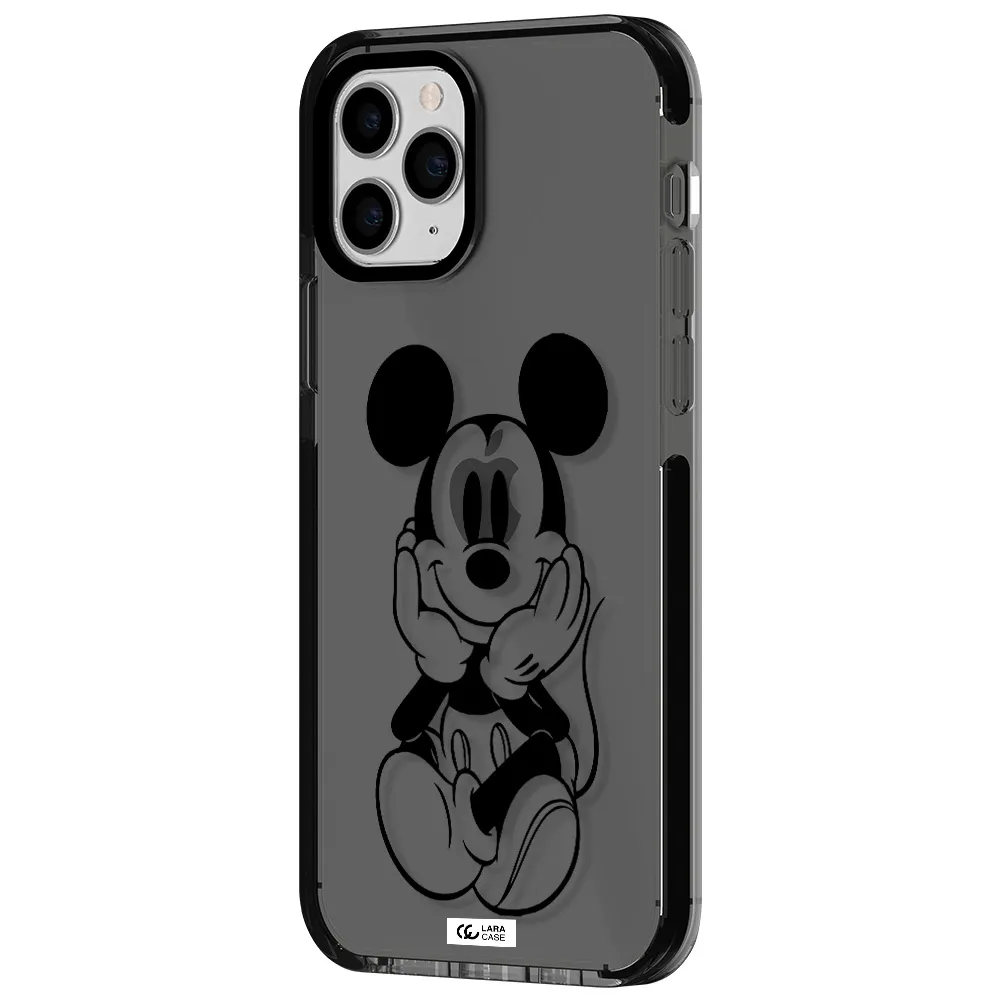 a cartoon of a mouse Apple iPhone 11 pro max impact Smoke Black Case
