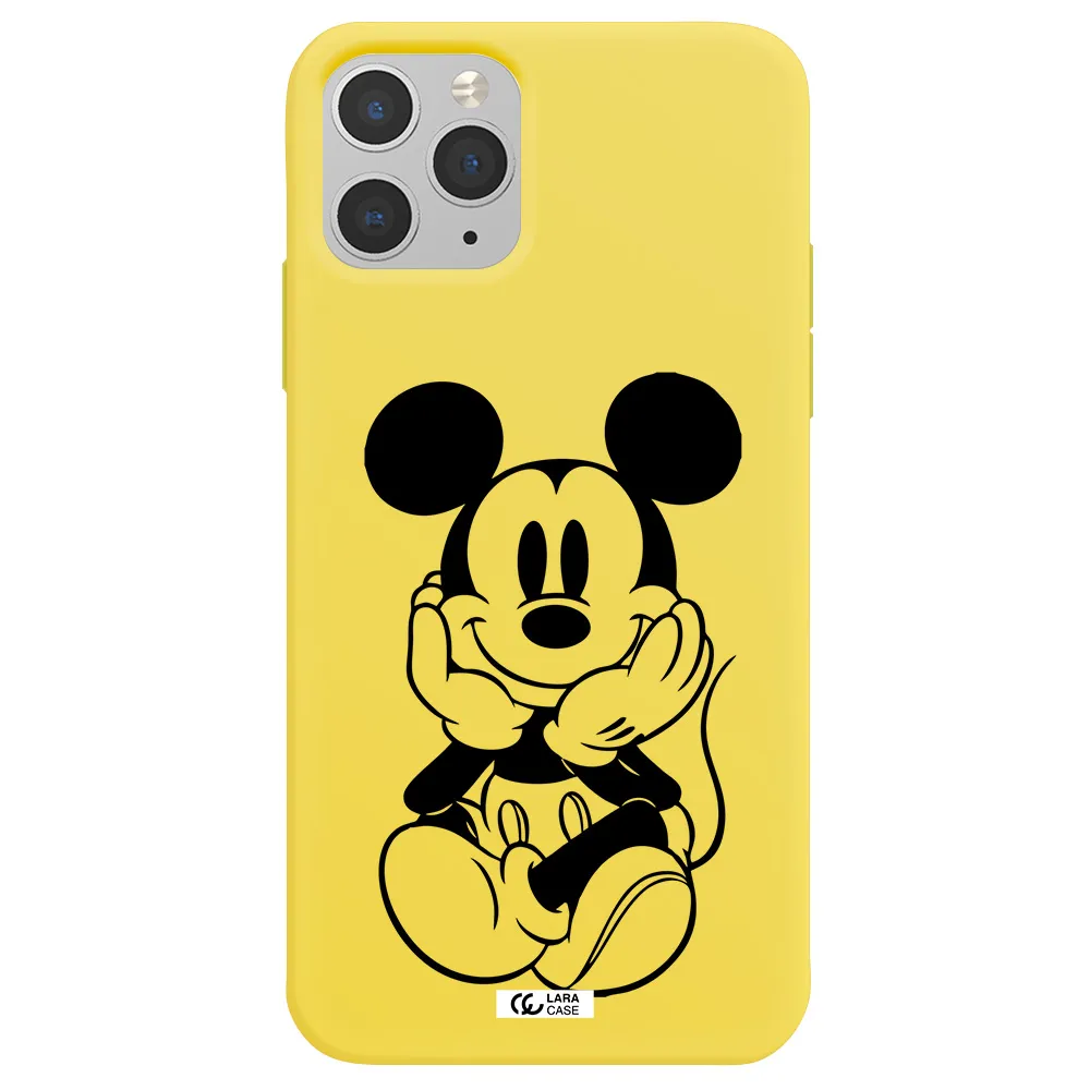 a cartoon of a mouse Apple iPhone 11 pro max Silicone canary yellow Case