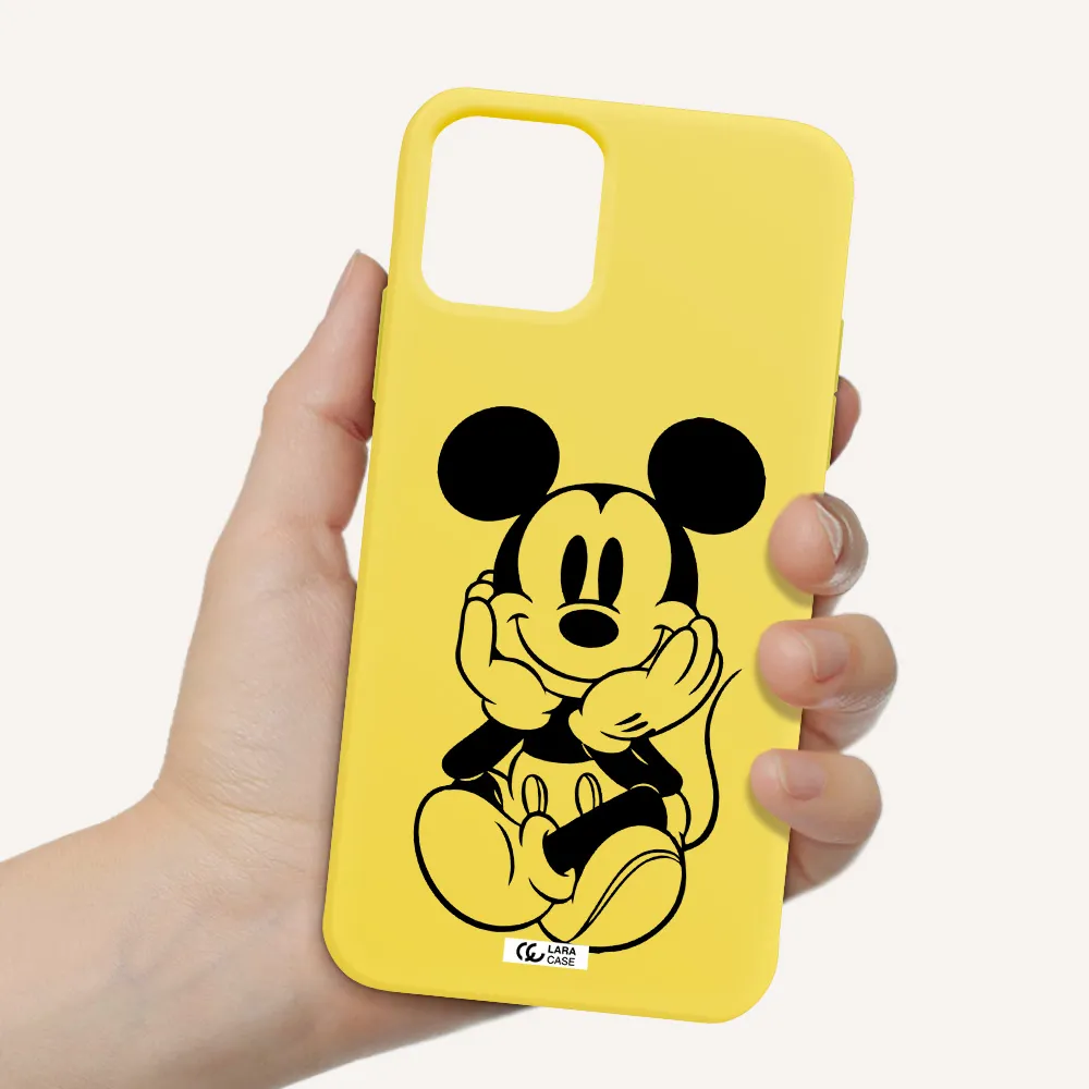 a cartoon of a mouse Apple iPhone 11 pro max Silicone canary yellow Case