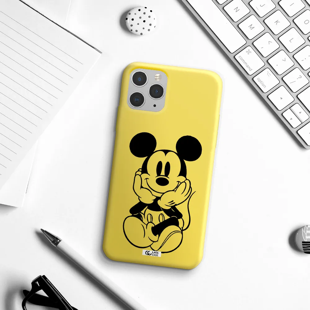 a cartoon of a mouse Apple iPhone 11 pro max Silicone canary yellow Case