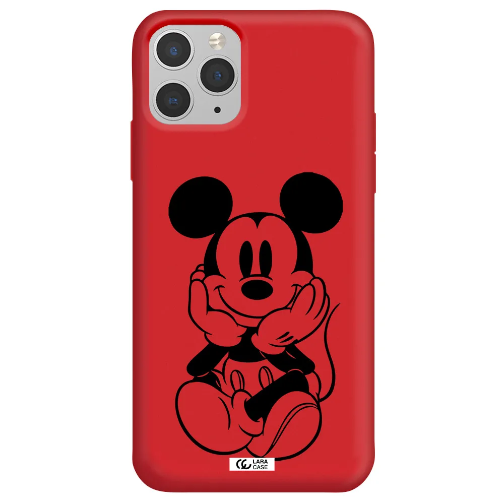 a cartoon of a mouse Apple iPhone 11 pro max Silicone Imperial Red Case