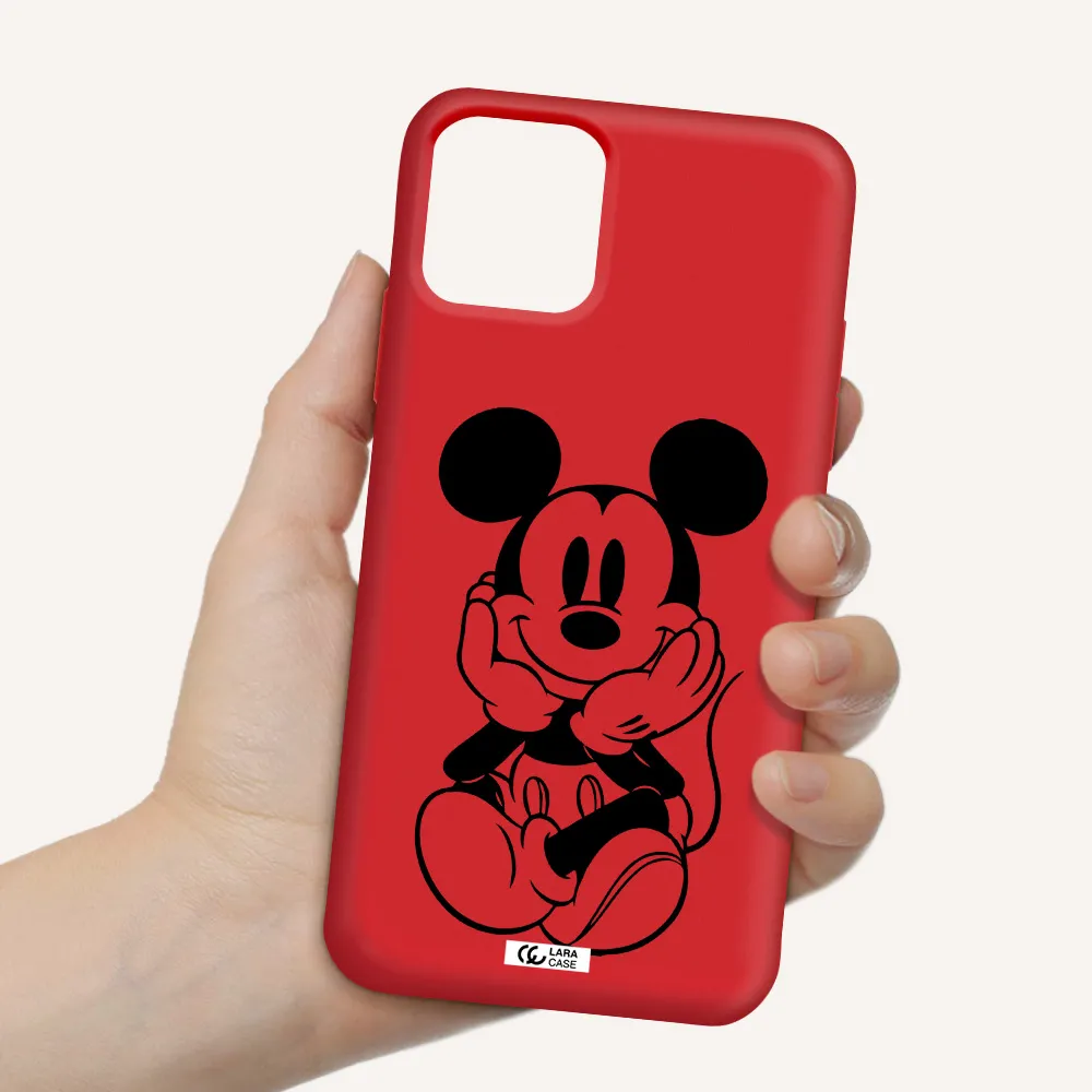 a cartoon of a mouse Apple iPhone 11 pro max Silicone Imperial Red Case