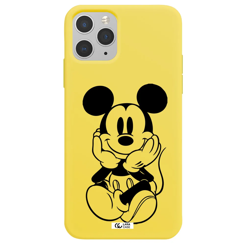 a cartoon of a mouse Apple iPhone 11 pro Silicone canary yellow Case