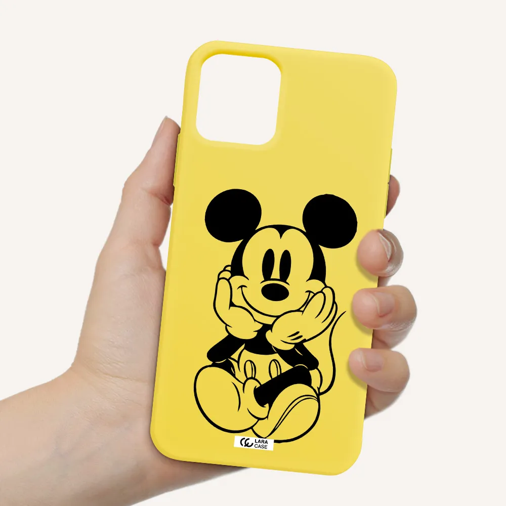 a cartoon of a mouse Apple iPhone 11 pro Silicone canary yellow Case