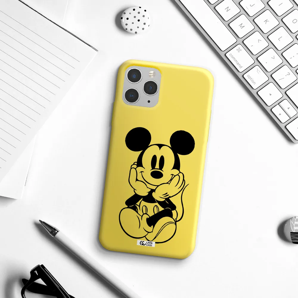 a cartoon of a mouse Apple iPhone 11 pro Silicone canary yellow Case