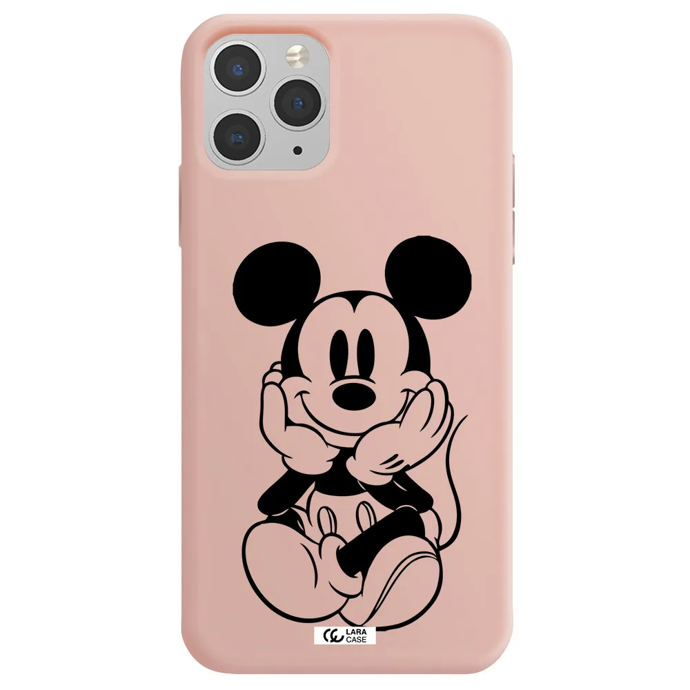 a cartoon of a mouse Apple iPhone 11 pro Silicone pastel pink Case