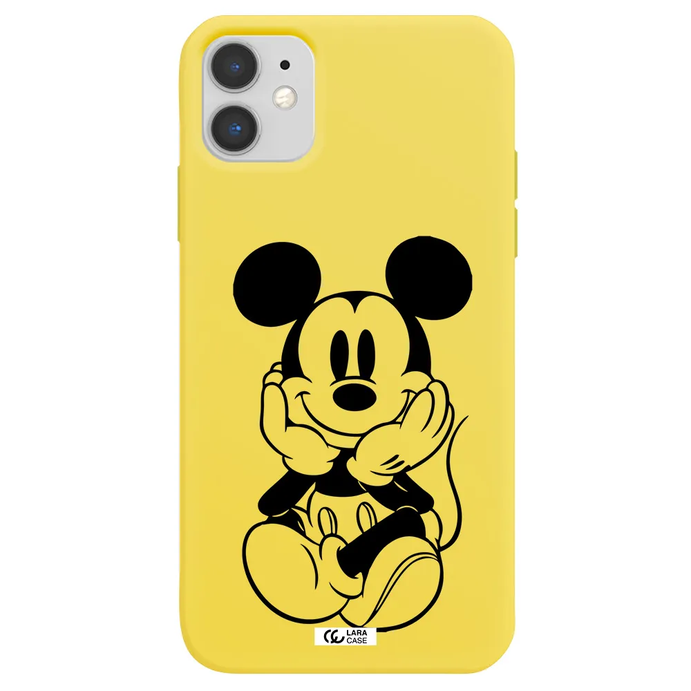 a cartoon of a mouse Apple iPhone 11 Silicone canary yellow Case